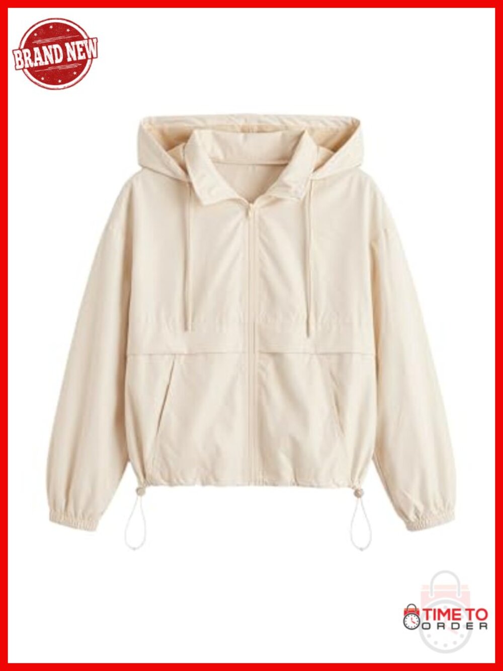 Zip Up Lightweight Windbreaker Jacket with Pockets Hoodie